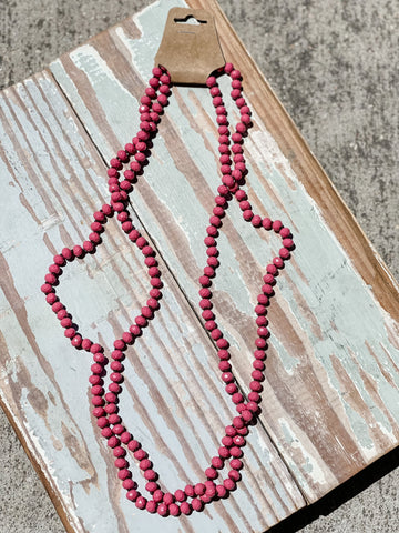 60" Bead Necklace || Pepto Pink Matte