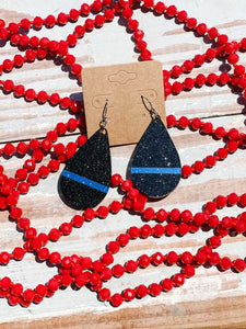 Sparkle Teardrop Earrings || Blue Line Black Glitter