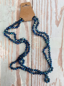 60" Bead Necklace || Midnight Blue Clear