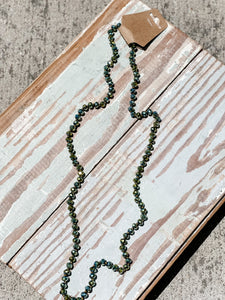 36" Bead Necklace || Teal + Lime Iridescent Mix