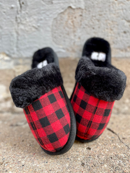 Snooze Slippers || Red Plaid