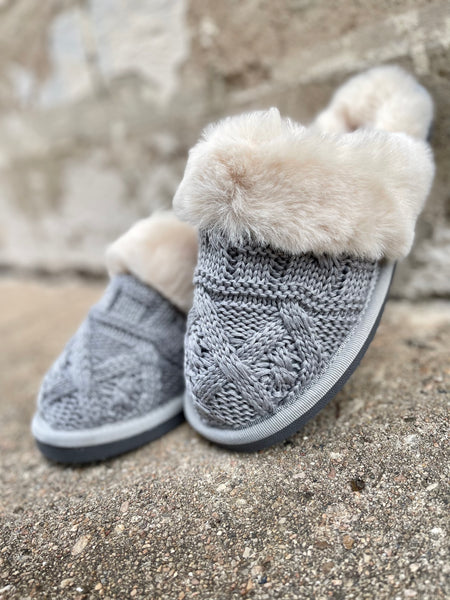 Purl Slippers || Grey
