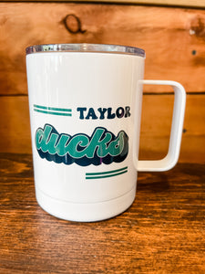 Retro Design School Spirit Travel Mug with Handle  || Taylor