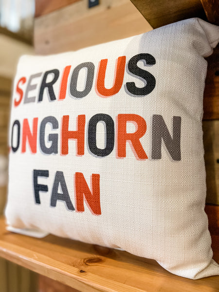 Serious Longhorn Fan Pillow