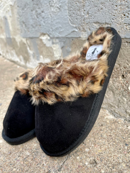 Snooze Slippers || Black Leopard