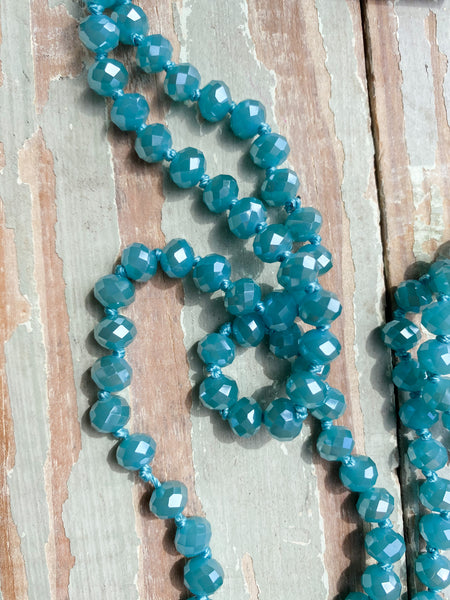 60" Bead Necklace || Iridescent Turquoise