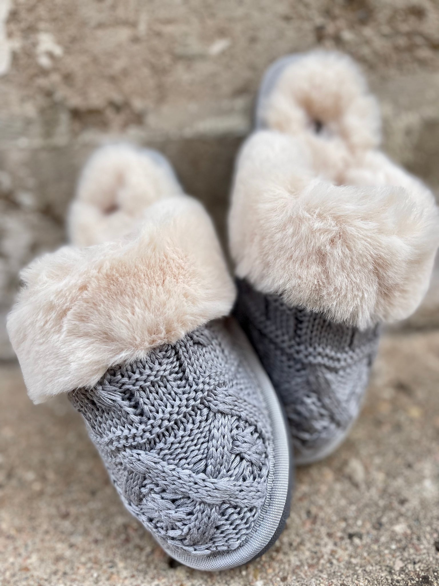Purl Slippers || Grey