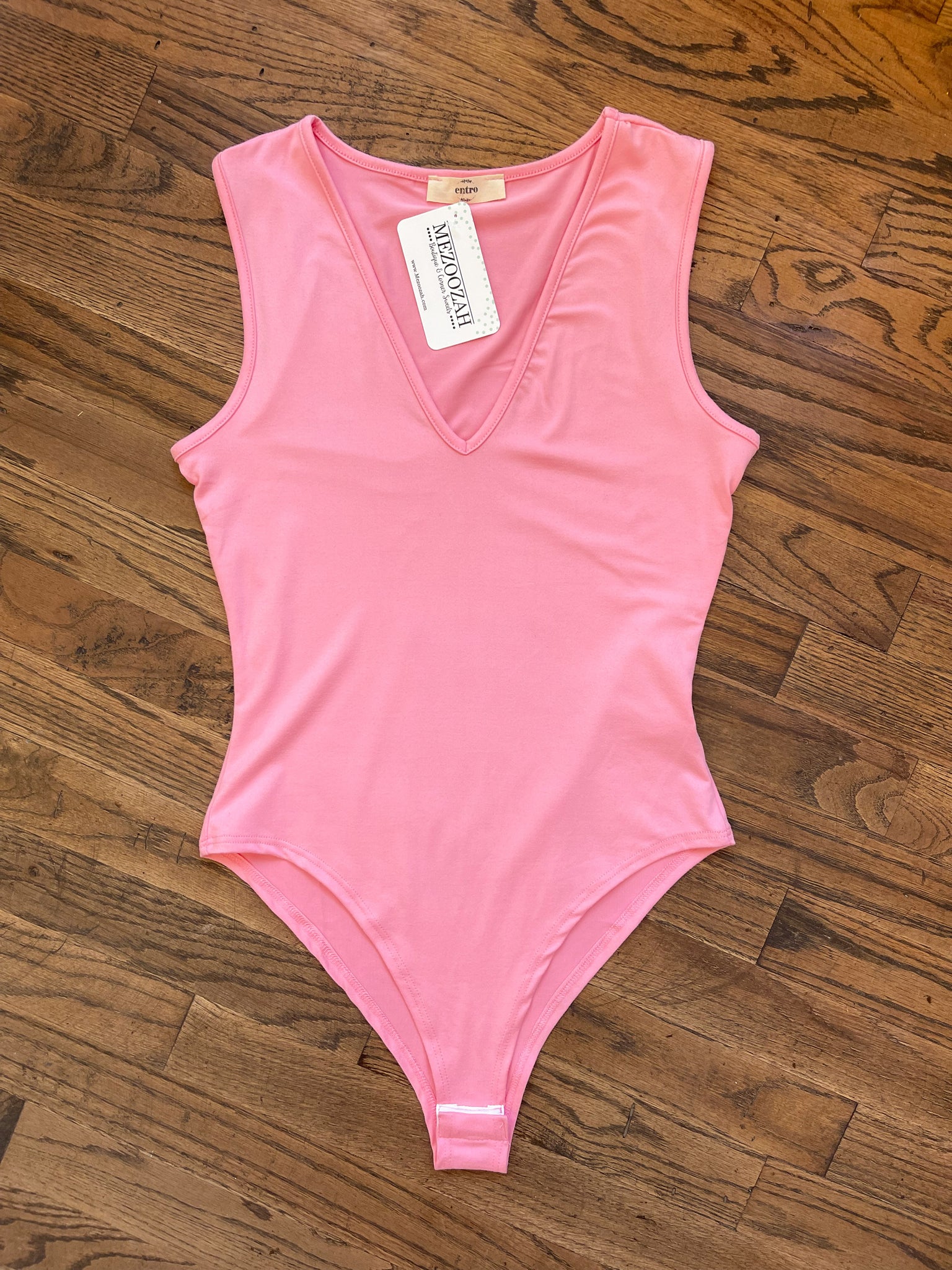 Zuma V-Neck Sleeveless Bodysuit || Baby Pink