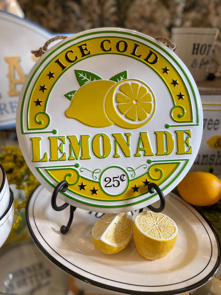 Ice Cold Lemonade Round Metal Sign