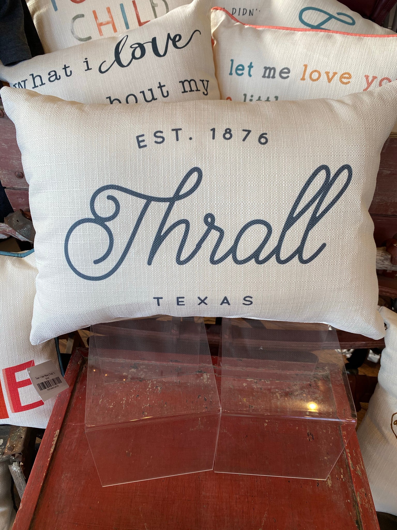 Town + Date Pillow || Thrall, Tx