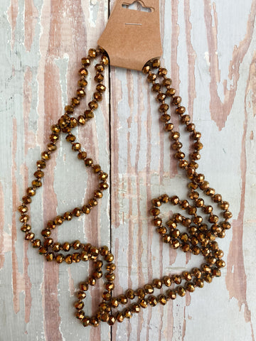 60" Bead Necklace || Bronze Gold