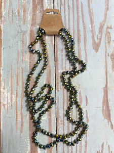 60" Bead Necklace || Army Green Multi