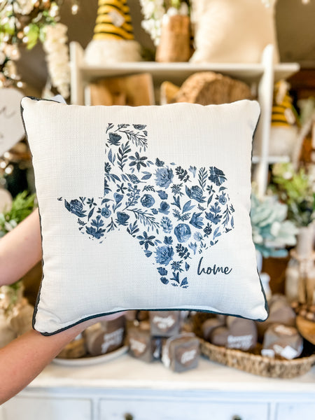 Gray Floral Texas Pillow