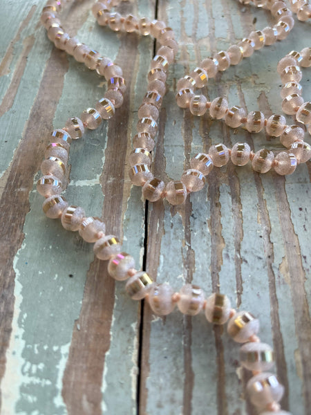 60" Bead Necklace || Peach Shimmer