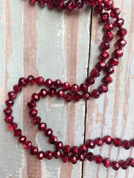 60" Bead Necklace || Maroon Shimmer