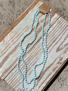 60" Bead Necklace || Light Blue Shine