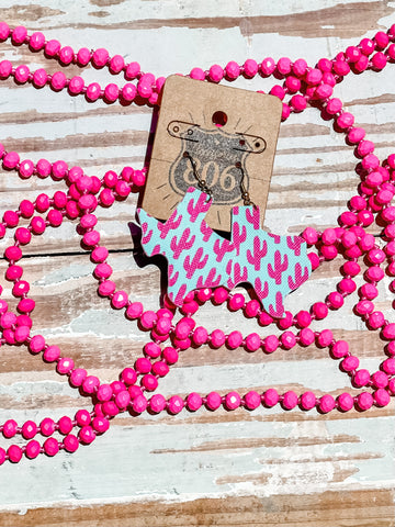 Pink Cactus Texas Earrings