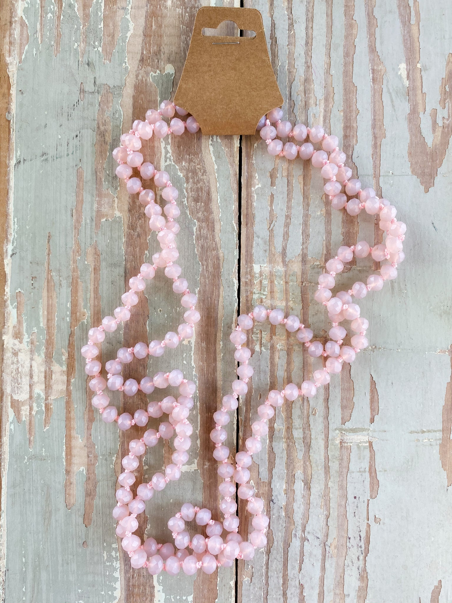 60" Bead Necklace || Matte Pink