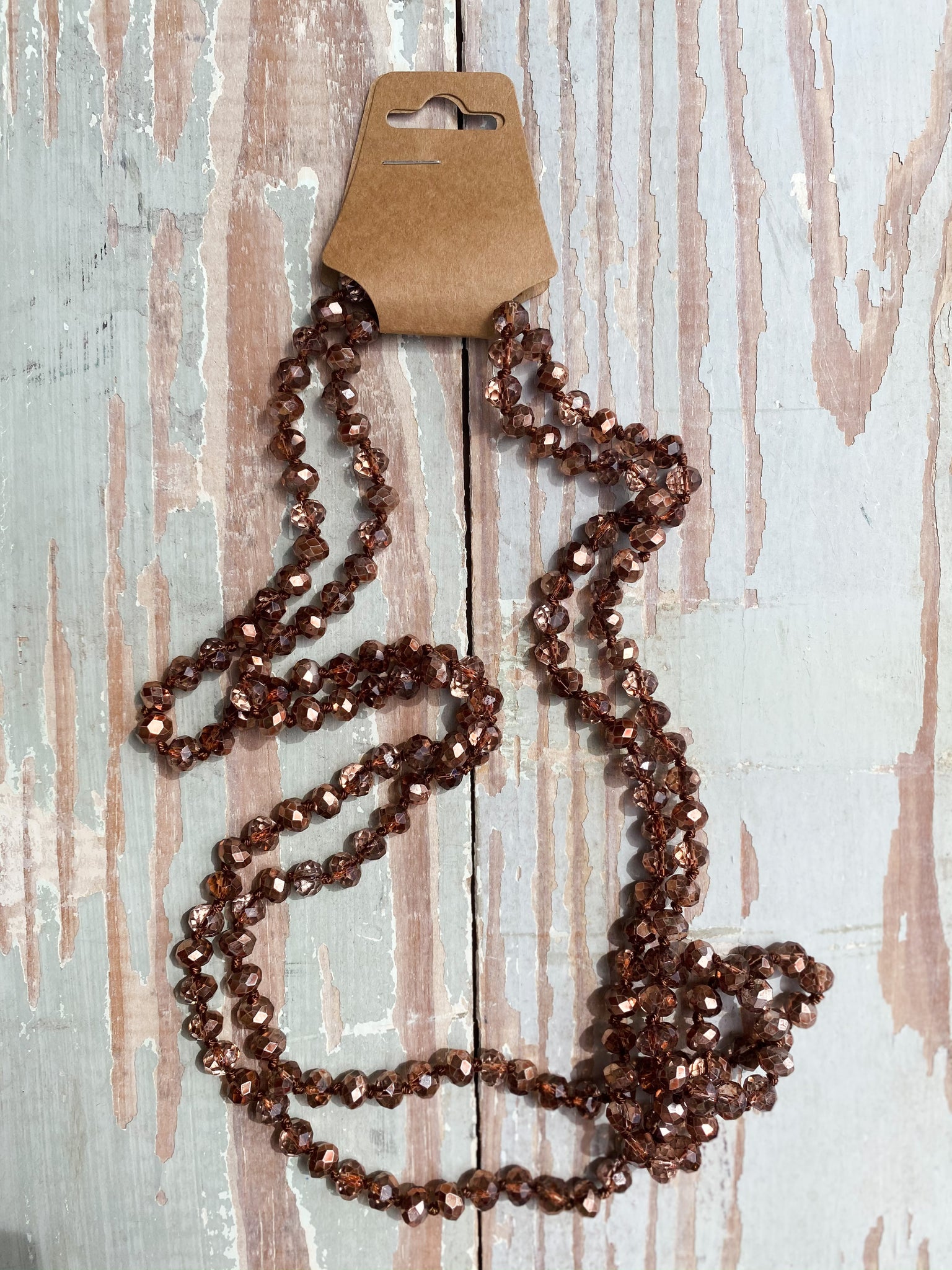 60" Bead Necklace || Brown Shimmer