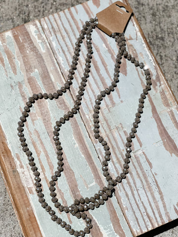 60" Bead Necklace ||  Gray + Gold Granite Mix