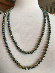60" Bead Necklace || Metallic Green