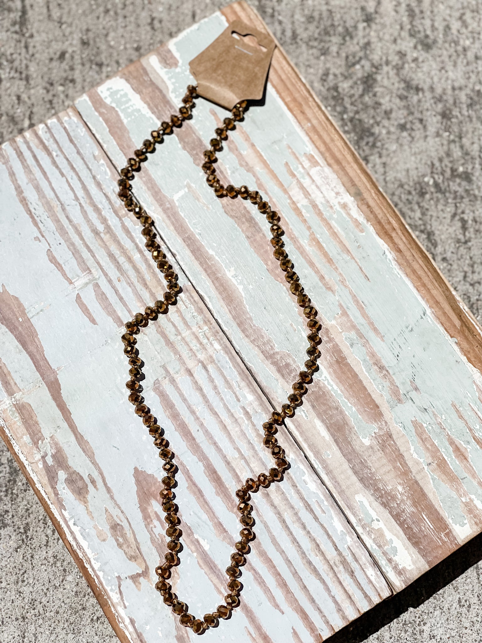 36" Bead Necklace || Gold Sparkle