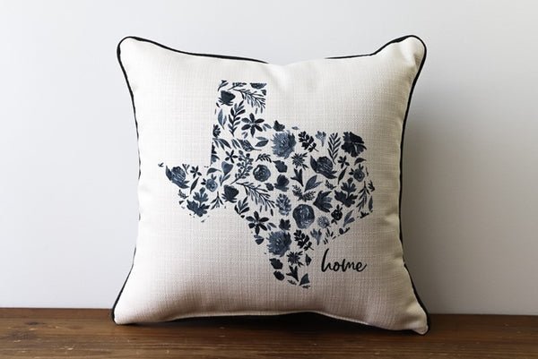 Gray Floral Texas Pillow