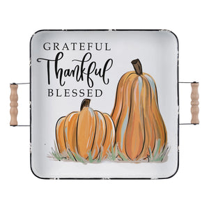 Thankful Grateful Pumpkin Enamel Tray