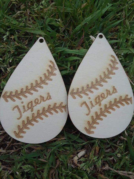 Team Wooden Baseball Earrings